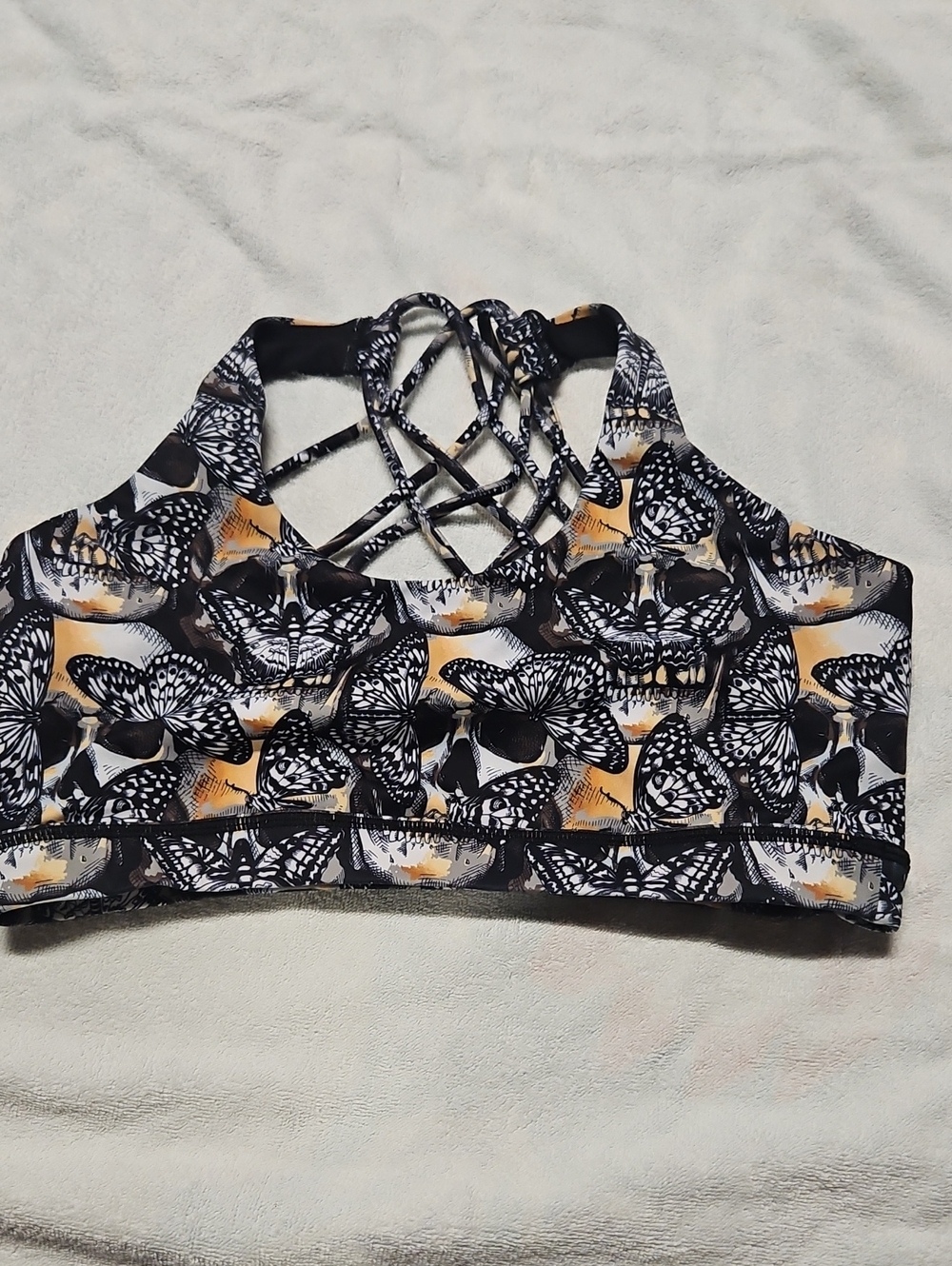 Constantly Varied Gear Black & Yellow Butterfly Crisscross Sports Bra